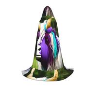 XZDZDG Colorful cow's head Hooded Cape Large Cosplay Cloak, Halloween Costume, Role Play, Theme Party, Stage Performance