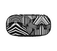 XZDZDG Lightweight and Durable Black and white geometric lines Printed Pencil Case for Organized Storage of Study Supplies and Cosmetics