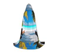 XZDZDG Maldives Holidays Hooded Cape Large Cosplay Cloak, Halloween Costume, Role Play, Theme Party, Stage Performance