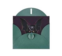 XZDZDG Pearl Paper Black Ghost Bat Greeting Card Dark Green for Holidays, Weddings, Birthdays, Valentine's Day, Festivals