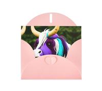 XZDZDG Pearl Paper Colorful cow's head Greeting Card Pink for Holidays, Weddings, Birthdays, Valentine's Day, Festivals