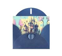 XZDZDG Pearl Paper Fairytale Castle Greeting Card Blue for Holidays, Weddings, Birthdays, Valentine's Day, Festivals