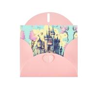 XZDZDG Pearl Paper Fairytale Castle Greeting Card Pink for Holidays, Weddings, Birthdays, Valentine's Day, Festivals