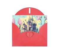 XZDZDG Pearl Paper Fairytale Castle Greeting Card Red for Holidays, Weddings, Birthdays, Valentine's Day, Festivals