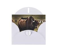 XZDZDG Pearl Paper Mighty Highland Yak Greeting Card White for Holidays, Weddings, Birthdays, Valentine's Day, Festivals