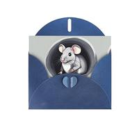 XZDZDG Pearl Paper Mouse in the Hole Greeting Card Blue for Holidays, Weddings, Birthdays, Valentine's Day, Festivals