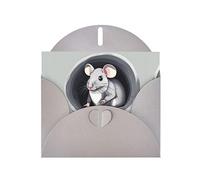 XZDZDG Pearl Paper Mouse in the Hole Greeting Card Gray for Holidays, Weddings, Birthdays, Valentine's Day, Festivals