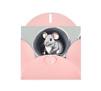 XZDZDG Pearl Paper Mouse in the Hole Greeting Card Pink for Holidays, Weddings, Birthdays, Valentine's Day, Festivals