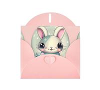 XZDZDG Pearl Paper Pink cartoon bunny Greeting Card Pink for Holidays, Weddings, Birthdays, Valentine's Day, Festivals