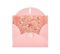 XZDZDG Pearl Paper Red Heart Flowers Greeting Card Pink for Holidays, Weddings, Birthdays, Valentine's Day, Festivals