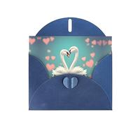 XZDZDG Pearl Paper The swan in love Greeting Card Blue for Holidays, Weddings, Birthdays, Valentine's Day, Festivals