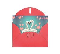 XZDZDG Pearl Paper The swan in love Greeting Card Red for Holidays, Weddings, Birthdays, Valentine's Day, Festivals