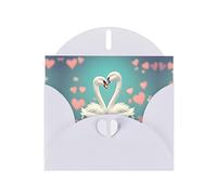 XZDZDG Pearl Paper The swan in love Greeting Card White for Holidays, Weddings, Birthdays, Valentine's Day, Festivals
