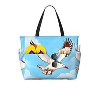 XZDZDG Spacious and Durable Flying Seagulls Printed Beach Travel Bag for Beach Trips, Grocery shopping, Swimming Pools