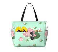 XZDZDG Spacious and Durable Lotus flowers waiting to bloom Printed Beach Travel Bag for Beach Trips, Grocery shopping, Swimming Pools