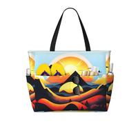 XZDZDG Spacious and Durable Sunrise Mountain Printed Beach Travel Bag for Beach Trips, Grocery shopping, Swimming Pools