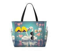 XZDZDG Spacious and Durable The swan in love Printed Beach Travel Bag for Beach Trips, Grocery shopping, Swimming Pools
