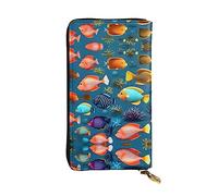 XZDZDG Submarine reef fish Fashionable Leather Long Clutch Wallet for Women with Multiple Compartments