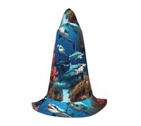 XZDZDG Submarine shark coral Hooded Cape Medium Cosplay Cloak, Halloween Costume, Role Play, Theme Party, Stage Performance