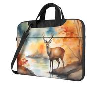XZDZWK 15.6 inch Shockproof Laptop Bag Unique Deer by the river Pattern Light and Easy To Carry Suitable for Business Trips