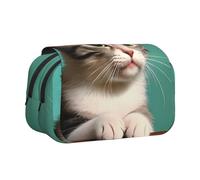 XZDZWK A Curious cat Clamshell Pen Case Stylish and Large Capacity Design Suitable for Students and Business Travelers