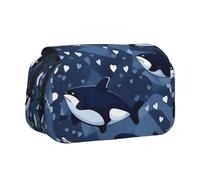 XZDZWK Blue Killer Whale Clamshell Pen Case Stylish and Large Capacity Design Suitable for Students and Business Travelers