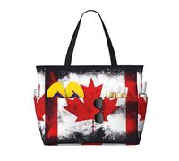 XZDZWK Canadian flag Large Capacity Beach Travel Bag with Multiple Pockets Foldable Lightweight for Gym Outdoor Beach and Shopping