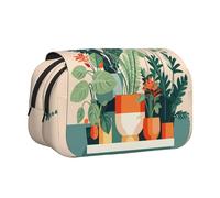 XZDZWK Cartoon Small Green Plant Clamshell Pen Case Stylish and Large Capacity Design Suitable for Students and Business Travelers