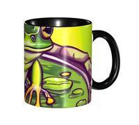 XZDZWK Classic Black Mugs Unique Frog in a Pond Pattern Durable Style for Work Home and Afternoon Tea