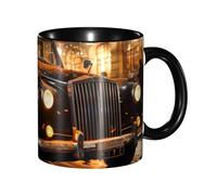 XZDZWK Classic Black Mugs Unique London Black Cab Pattern Durable Style for Work Home and Afternoon Tea