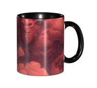 XZDZWK Classic Black Mugs Unique Red Monster Pattern Durable Style for Work Home and Afternoon Tea