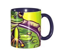 XZDZWK Classic Navy Blue Mugs Unique Frog in a Pond Pattern Durable Style for Work Home and Afternoon Tea