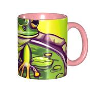 XZDZWK Classic Pink Mugs Unique Frog in a Pond Pattern Durable Style for Work Home and Afternoon Tea