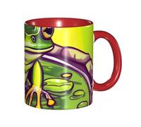 XZDZWK Classic Red Mugs Unique Frog in a Pond Pattern Durable Style for Work Home and Afternoon Tea