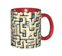 XZDZWK Classic Red Mugs Unique Labyrinth Treasure Map Pattern Durable Style for Work Home and Afternoon Tea