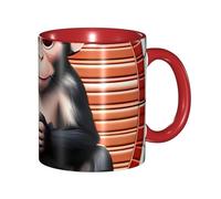 XZDZWK Classic Red Mugs Unique The Silent Monkey Pattern Durable Style for Work Home and Afternoon Tea