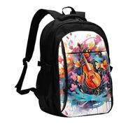XZDZWK Colorful Note Guitar Versatile Travel Backpack Light Simple Independent Compartment Large Capacity Multi-pocket