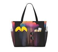 XZDZWK Colorful rainbow rain Large Capacity Beach Travel Bag with Multiple Pockets Foldable Lightweight for Gym Outdoor Beach and Shopping