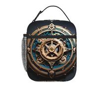 XZDZWK Cool Steampunk Gears Handheld Insulated Lunch Bag with Side Mesh Pockets and Multiple Pockets Suitable for Office Travel Use