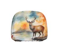 XZDZWK Deer by the river Car Headrest Cover Universal Elastic Protective Interior Accessories with Most Vehicles