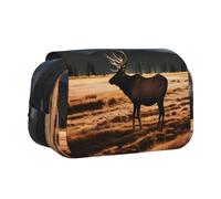 XZDZWK Elk in The Meadow Clamshell Pen Case Stylish and Large Capacity Design Suitable for Students and Business Travelers