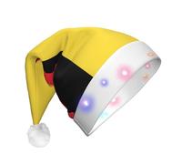 XZDZWK Flag of Belgium Print Christmas Hat with Blinking LED Lights Festival Headwear for Party Decoration and Holiday