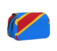 XZDZWK Flag of The Congo Clamshell Pen Case Stylish and Large Capacity Design Suitable for Students and Business Travelers