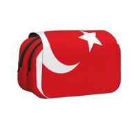 XZDZWK Flag of Turkey Clamshell Pen Case Stylish and Large Capacity Design Suitable for Students and Business Travelers