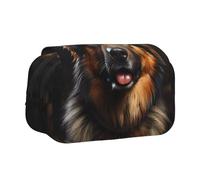 XZDZWK German Shepherd Clamshell Pen Case Stylish and Large Capacity Design Suitable for Students and Business Travelers