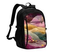 XZDZWK Golden Streaks Versatile Travel Backpack Light Simple Independent Compartment Large Capacity Multi-pocket