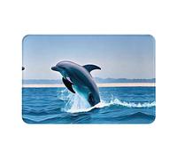 XZDZWK Jumping up dolphins Non-Slip Water-Absorbent Household Floor Mat, Easy to Clean, Comfortable Experience, Wear-Resistant