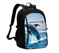 XZDZWK Jumping up dolphins Versatile Travel Backpack Light Simple Independent Compartment Large Capacity Multi-pocket