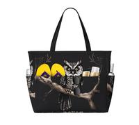 XZDZWK Late Night Owl Large Capacity Beach Travel Bag with Multiple Pockets Foldable Lightweight for Gym Outdoor Beach and Shopping