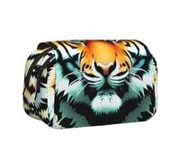XZDZWK Little Fat Tiger Head Clamshell Pen Case Stylish and Large Capacity Design Suitable for Students and Business Travelers